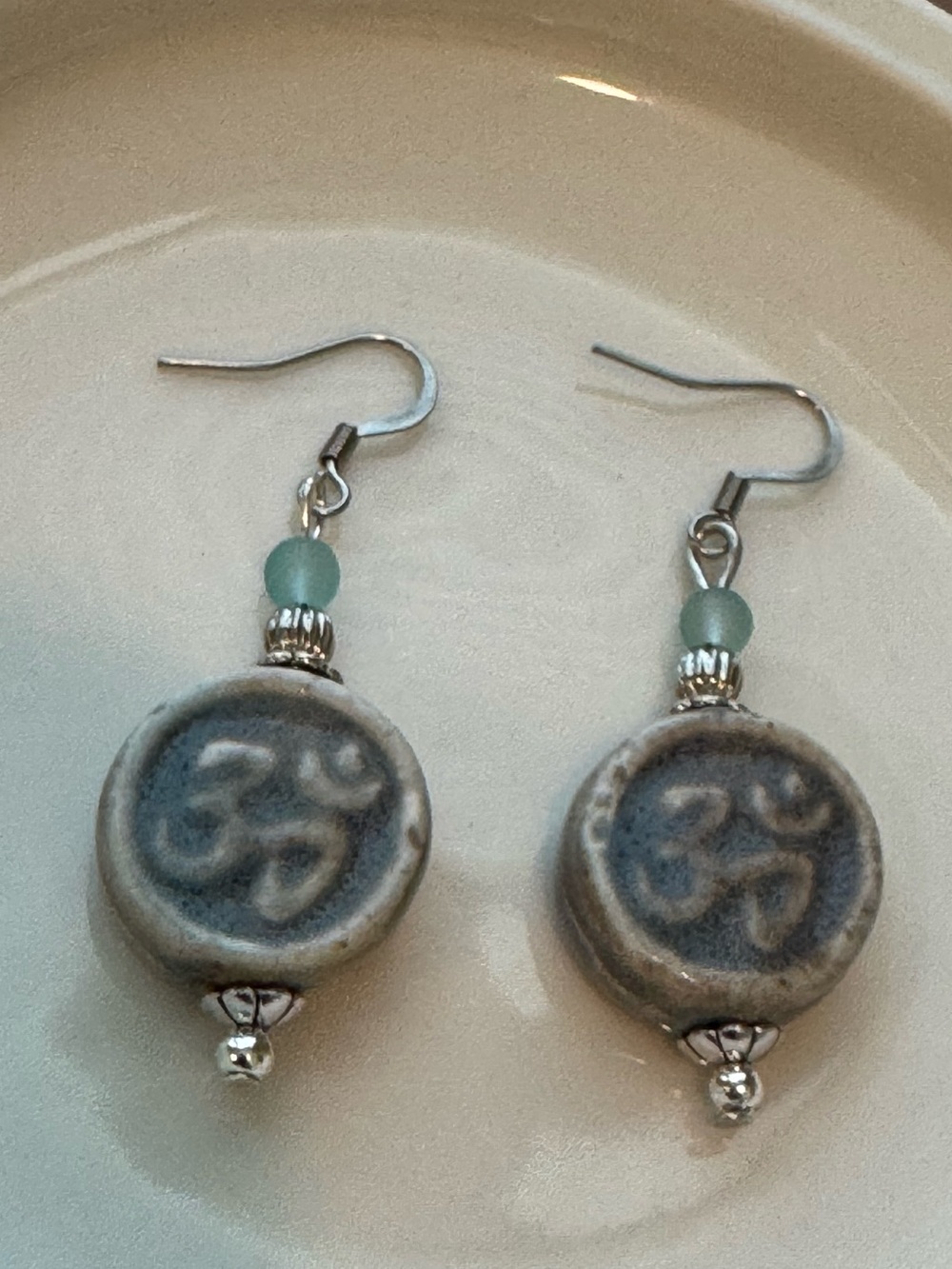 Ceramic “Om” Bead Earrings